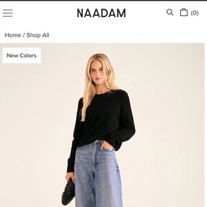 Black Cashmere Naadam Crewneck Swearer, Size XL